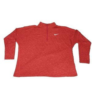 Nike Dri Fit Long Sleeve  Shirt Size 2XL Quarter Zip Red Running Pullover Light